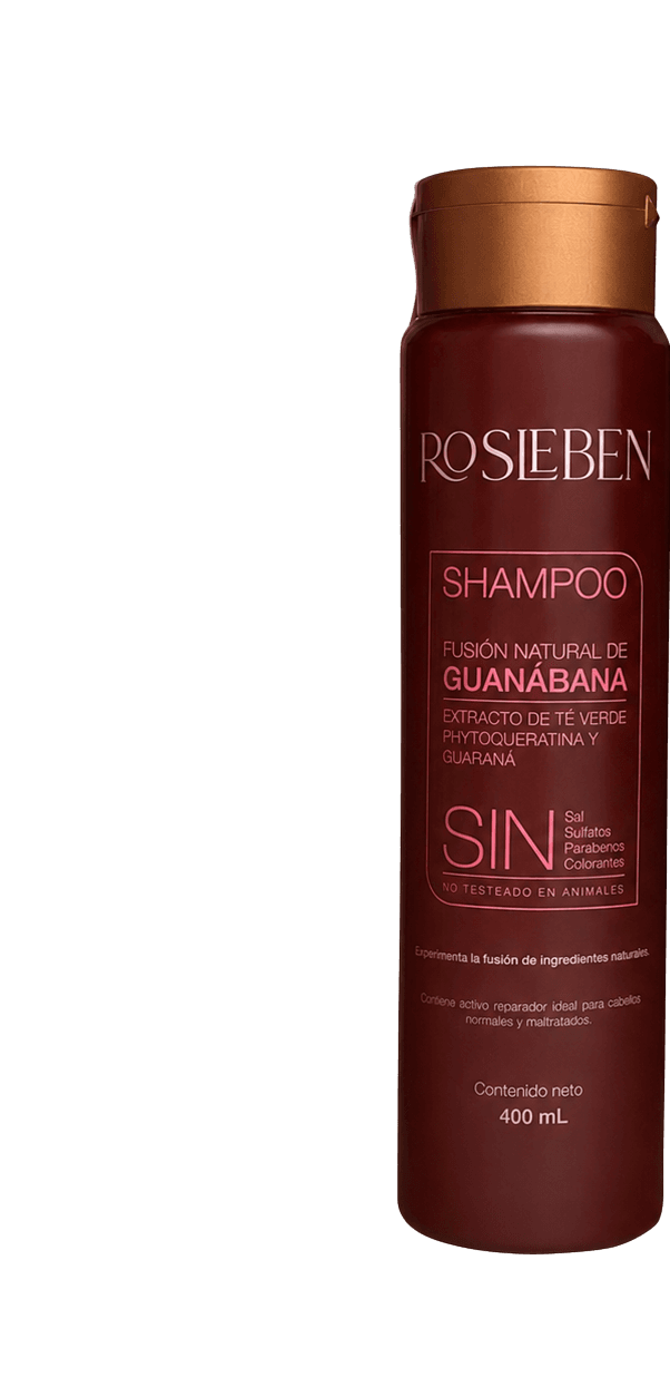 Shampoo Fusión Natural de Guanábana de 400 ml, producto capilar ROSLEBEN